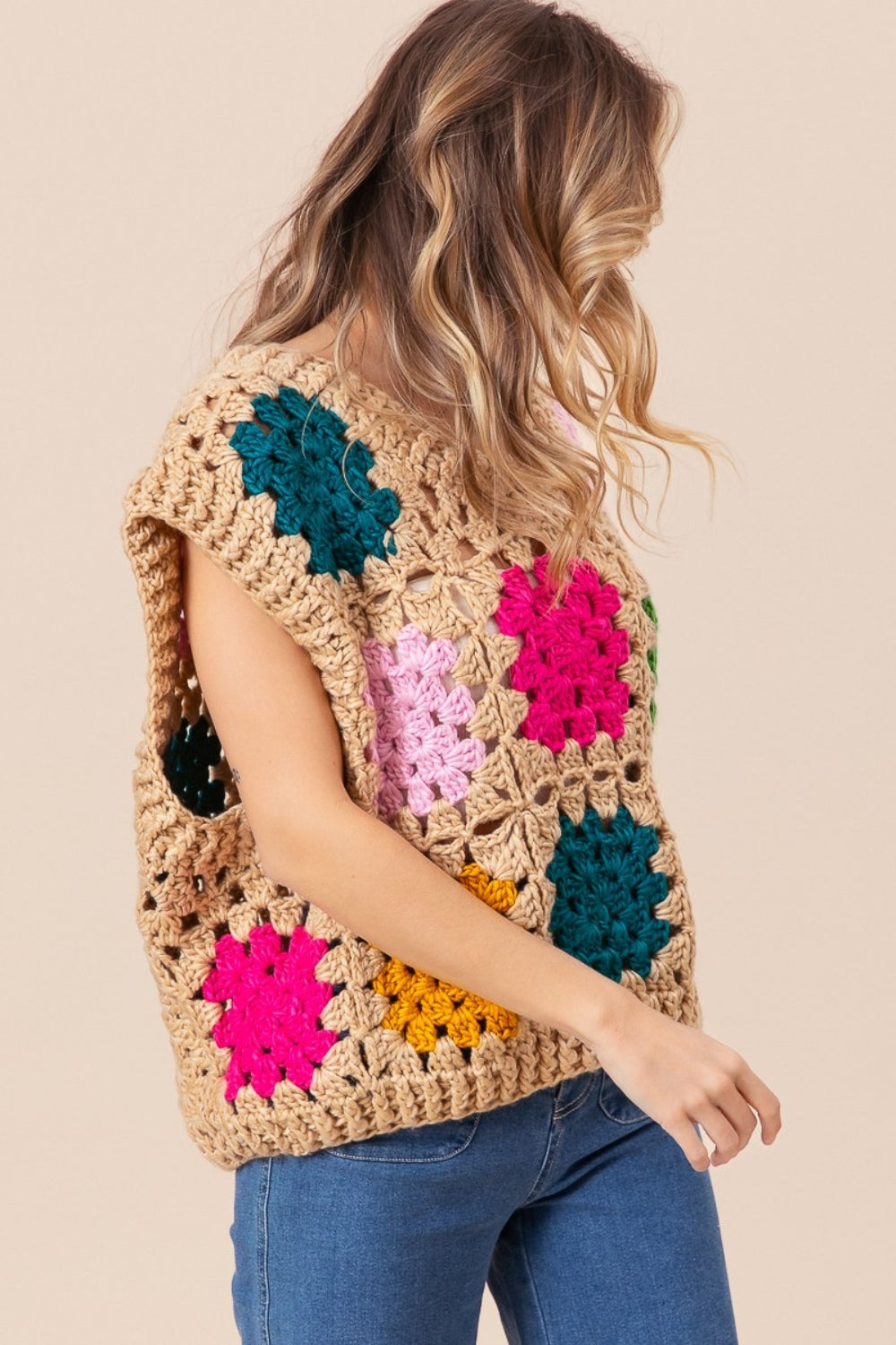 The Granny Square Openwork Sweater Vest
