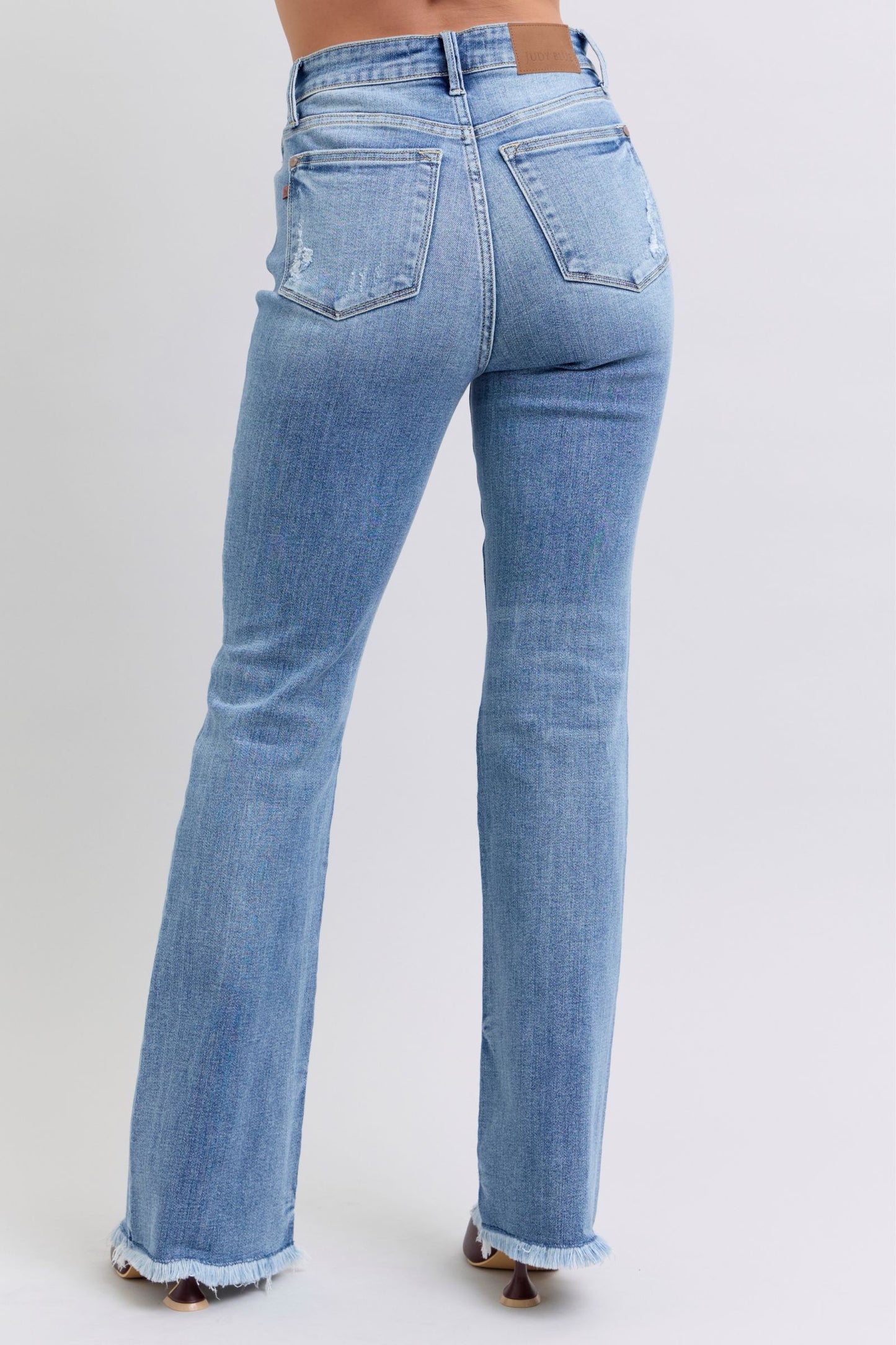 Full Size Raw Hem High Rise Bootcut Jeans