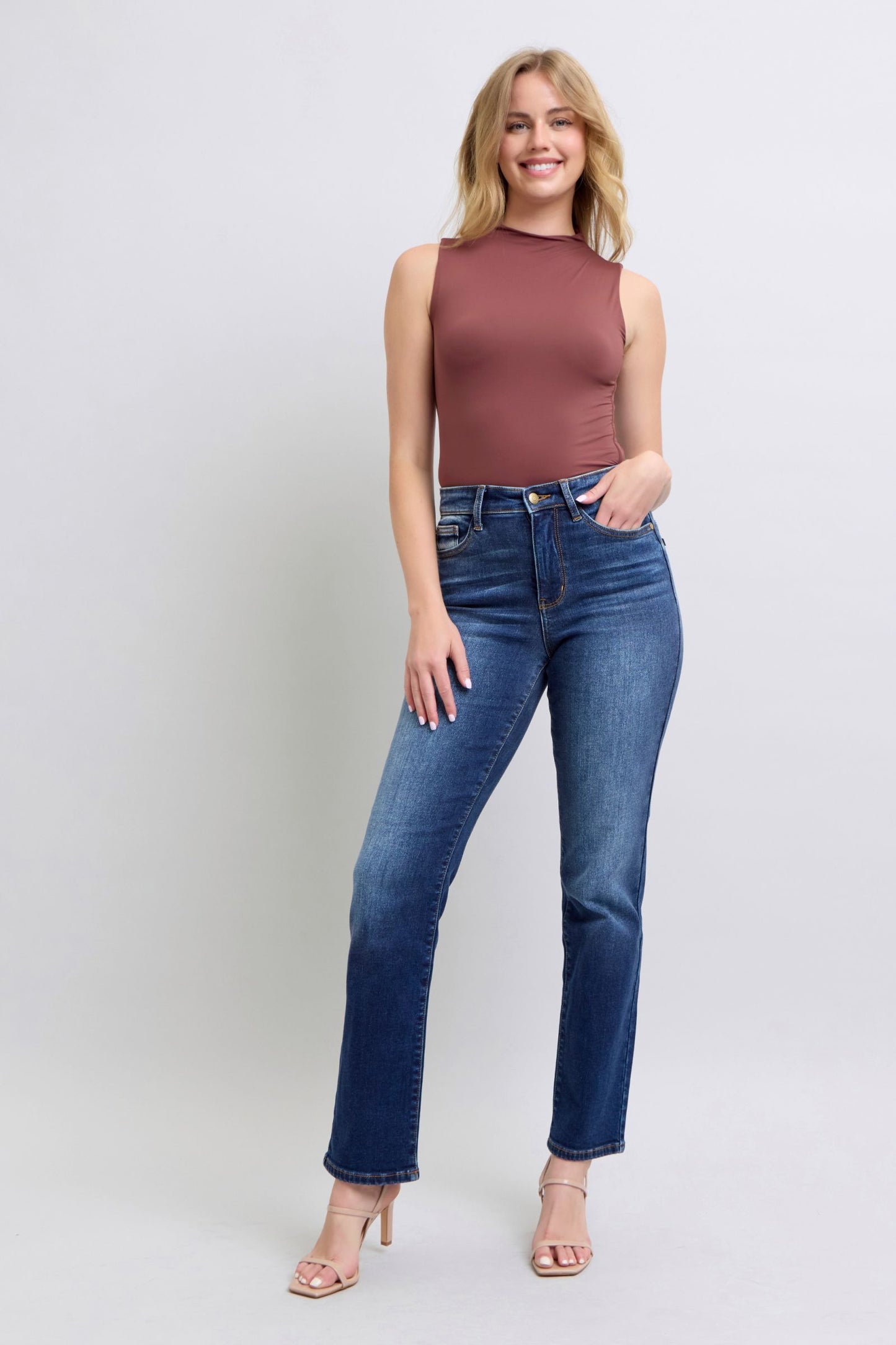 Full Size Washed Straight Leg Jeans with Pockets