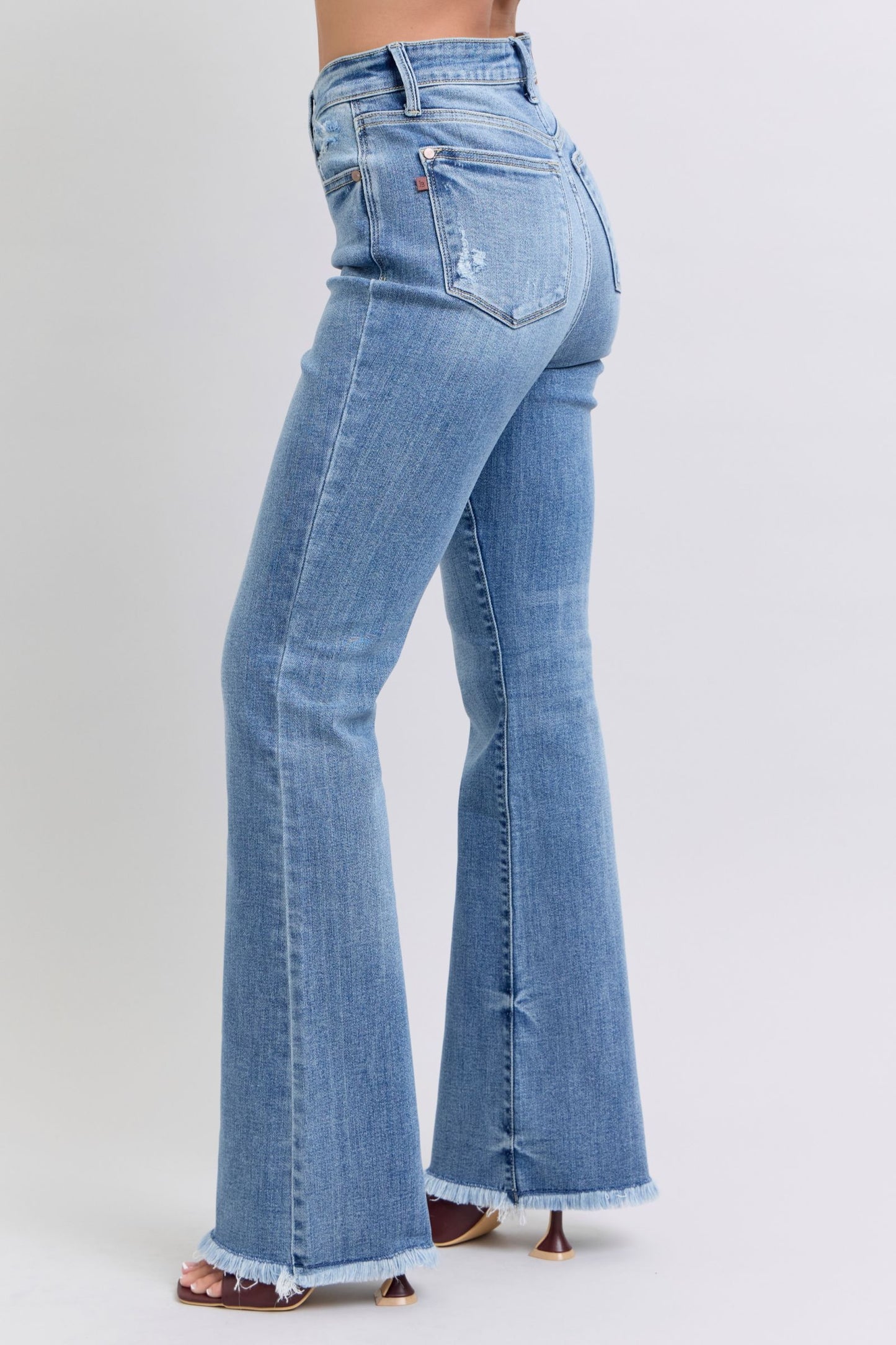Full Size Raw Hem High Rise Bootcut Jeans